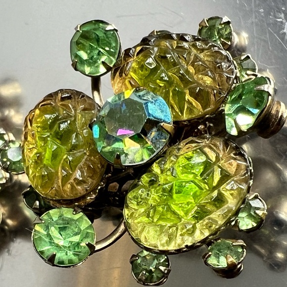 Vintage Jude Lee earrings with uranium crystals and lava rock - Picture 5 of 7